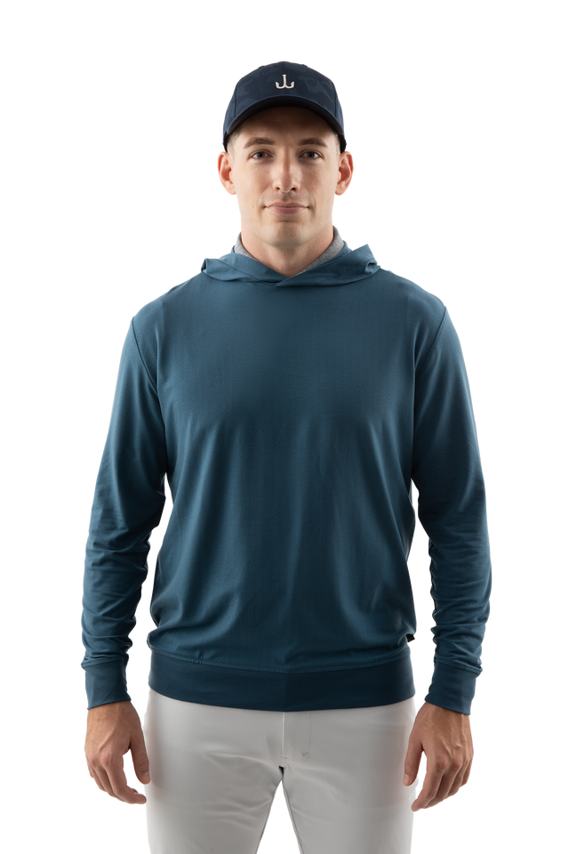 Rib Knit Hoodie - Double J Hook Blue