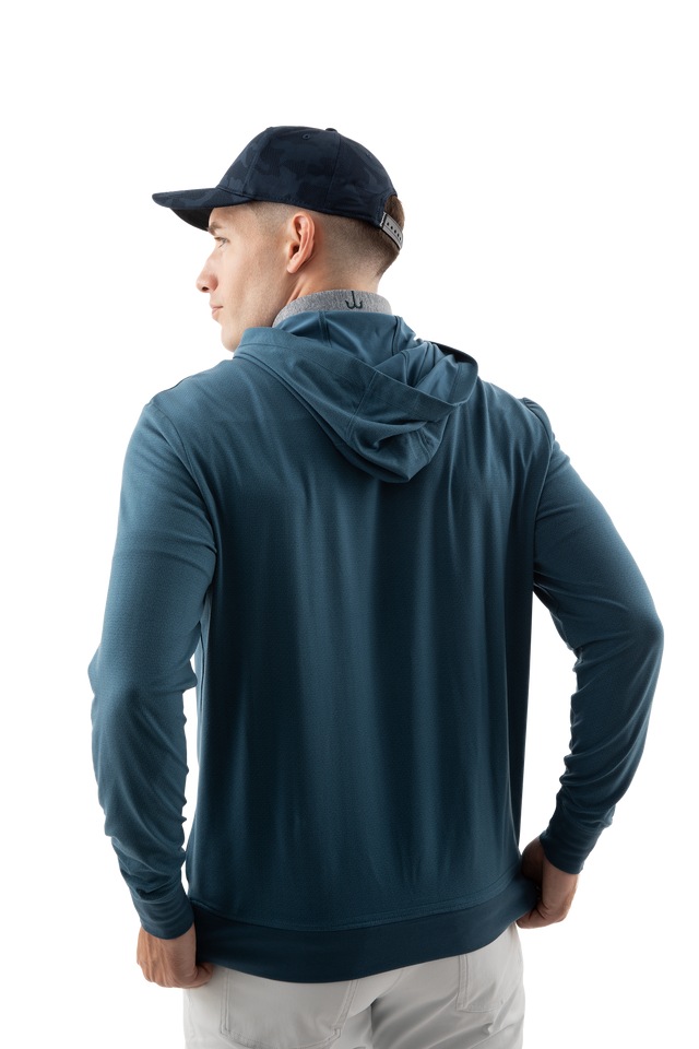 Rib Knit Hoodie - Double J Hook Blue