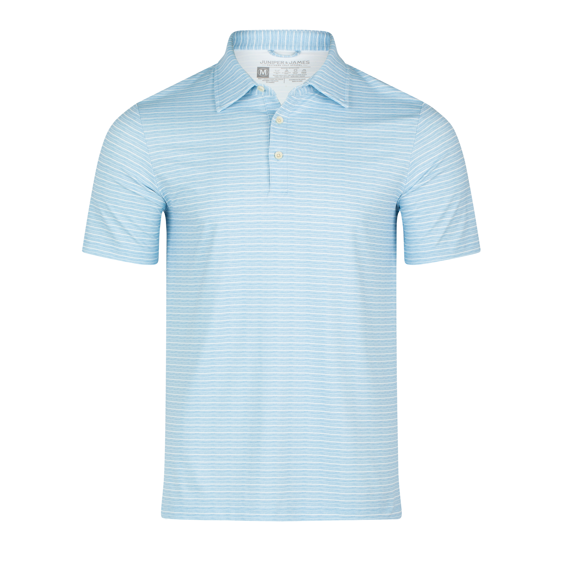 Dusk Blue Stripe Performance Polo – Lightweight Cooling Golf Polo