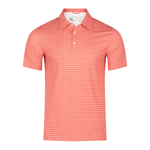 Red striped polo shirt on a white background