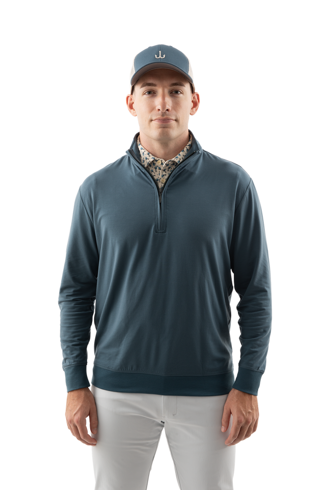 Quiver Quarter Zip Pullover - Gulf Stream Blue