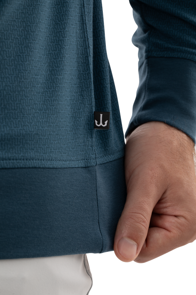 Rib Knit Hoodie - Double J Hook Blue