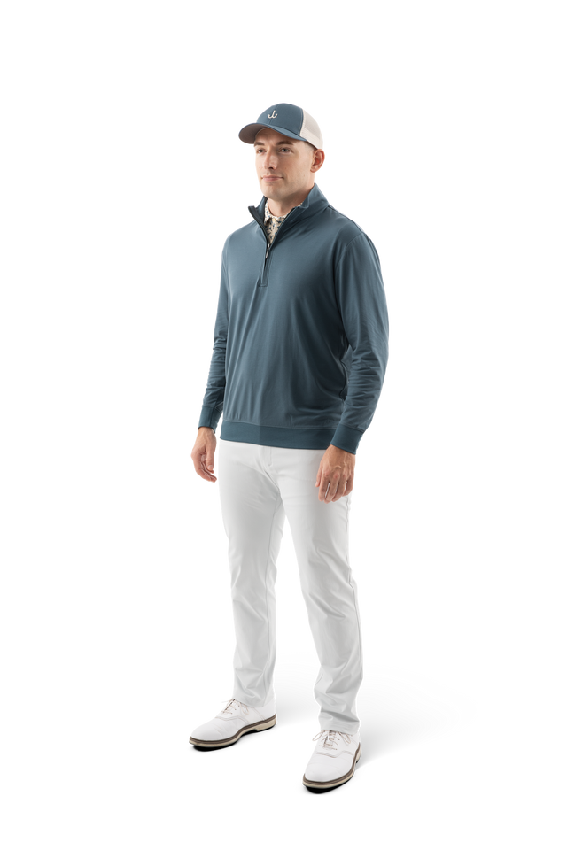 Quiver Quarter Zip Pullover - Gulf Stream Blue