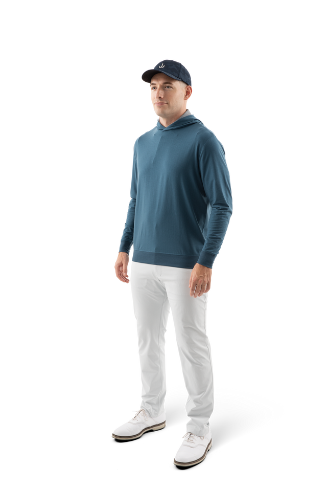 Rib Knit Hoodie - Double J Hook Blue