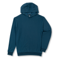 A dark teal hooded sweatshirt with a subtle vertical ribbed texture, displayed flat against a solid white background.